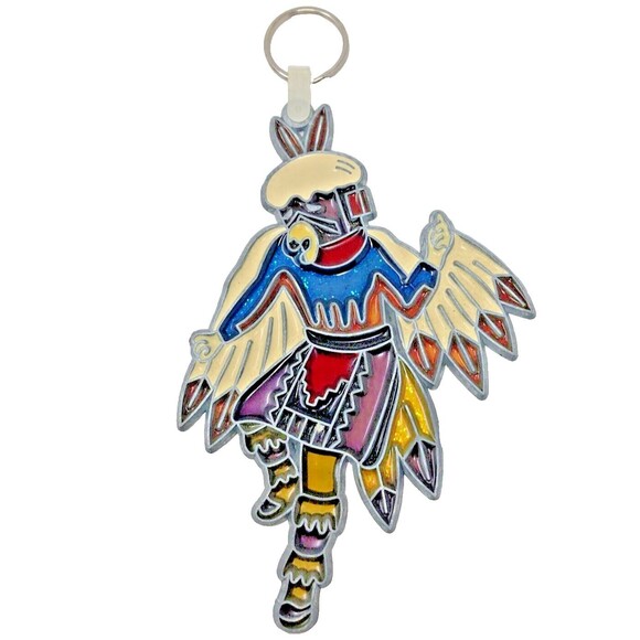 Suncatcher Kachina & Dream Catcher Native Acrylic Stained Glass VTG Set of 2 - Picture 6 of 11